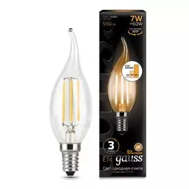 Лампа Gauss LED Filament Свеча на ветру E14 7W 550lm 2700K step dimmable 1/10/50