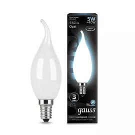 Лампа Gauss LED Filament Свеча на ветру OPAL E14 5W 450lm 4100К 1/10/50
