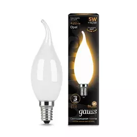 Лампа Gauss LED Filament Свеча на ветру OPAL E14 5W 420lm 2700К 1/10/50