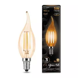 Лампа Gauss LED Filament Свеча на ветру E14 5W 400lm 2700K Golden 1/10/50