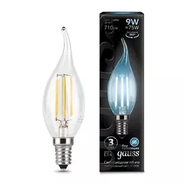 Лампа Gauss LED Filament Свеча на ветру E14 9W 710lm 4100K 1/10/50