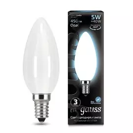 Лампа Gauss LED Filament Свеча OPAL E14 5W 450lm 4100К 1/10/50