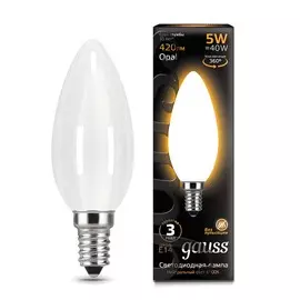 Лампа Gauss LED Filament Свеча OPAL E14 5W 420lm 2700К 1/10/50