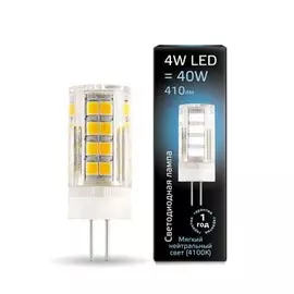 Лампа Gauss LED G4 AC185-265V 4W 410lm 4100K керамика 1/10/200