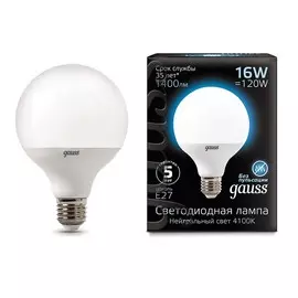 Лампа Gauss LED G95 E27 16W 1400lm 4100K 1/32