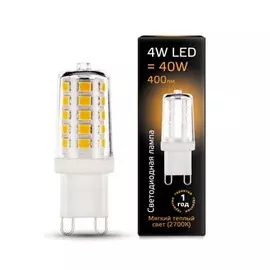 Лампа Gauss LED G9 AC185-265V 4W 400lm 2700K керамика 1/10/200