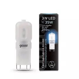 Лампа Gauss LED G9 AC220-240V 3W 250lm 4100K пластик 1/20/200