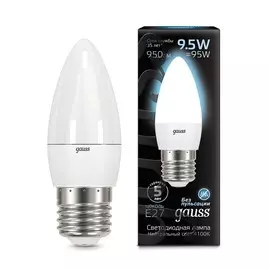 Лампа Gauss LED Свеча E27 9.5W 950lm 4100К 1/10/50