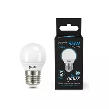 Лампа Gauss Шар 9.5W 950lm 6500K E27 LED