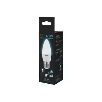 Лампа Gauss Свеча 6.5W 550lm 6500К E27 LED