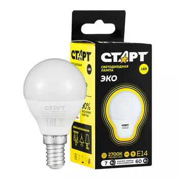 Лампа GP Batteries шар теплый свет 7 вт е14