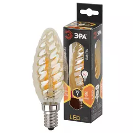 Лампа ЭРА F-LED BTW-7w-827-E14 gold филаментная свечка теплый свет золото