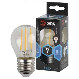Лампа ЭРА F-LED P45-7w-840-E27 филаментная шарик холодный свет