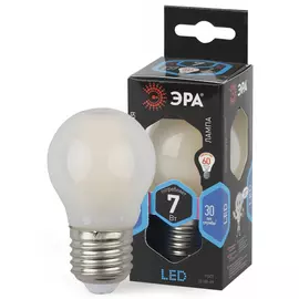 Лампа ЭРА F-LED P45-7w-840-E27 frozed филаментная шарик холодный свет матовая