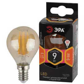 Лампа Эра филаментная F-LED P45-9W-827-E14 GOLD