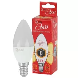 Лампа ЭРА LED B35-8w-827-E14 ECO свечка теплый свет