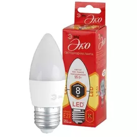 Лампа ЭРА LED B35-8w-827-E27 ECO свечка теплый свет