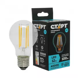 Лампа Старт LED филаментная Е27 12W холодный