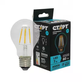 Лампа Старт LED филаментная Е27 7W холодный, груша