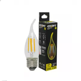 Лампа Старт LED филаментная Е27 7W теплый, свеча на ветру
