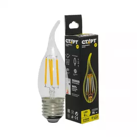 Лампа Старт LED филаментная Е27 9W теплый, свеча на ветру