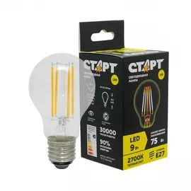 Лампа Старт LED филаментная Е27 9W теплый