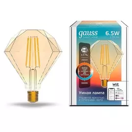 Умная Wi-Fi лампочка Gauss Smart Home Filament Diamond 7W740лм E27 управление голосом/смартфоном, с изменением температуры, диммируемая
