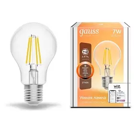 Умная Wi-Fi лампочка Gauss Smart Home Filament А60 7W 806лм E27 управление голосом/смартфоном, диммируемая