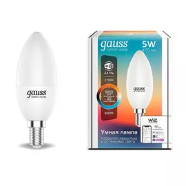 Умная Wi-Fi лампочка Gauss Smart Home С37 5W 470лм E14, управление голосом/смартфоном, с изменением темпрературы, диммируемая