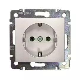 Legrand Одноместная розетка с заземлением, алюминий valena 770120
