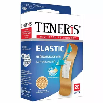 Лейкопластырь TENERIS elastic 7,6х1,9 см, 20 шт