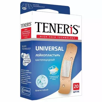 Лейкопластырь TENERIS Universal 7,6х1,9 см, 20 шт