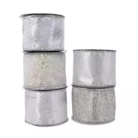 Лента декоративная Kaemingk бело-серая, 270 см в ассортименте