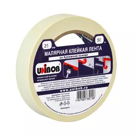 Лента клейкая малярная Unibob 25мм х 50м