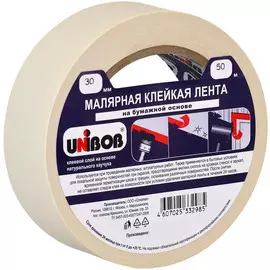 Лента клейкая малярная Unibob 30мм х 50м