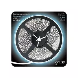 Лента LED 2835/60-SMD 4.8W 12V DC холодный белый (блистер 5м) 1/50