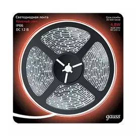 Лента LED 2835/60-SMD 4.8W 12V DC красный IP66 (блистер 5м)