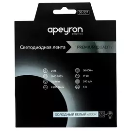 Лента светодиодная Apeyron 00-307 24В, 41Вт, IP20, 4200lm 5м