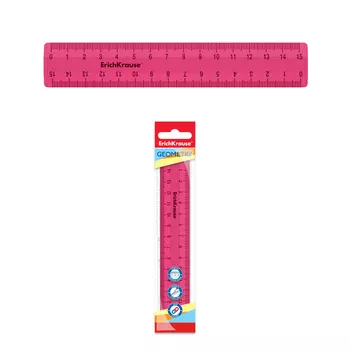 Линейка пластиковая Erich Krause Bubble Gum 15 см розовая