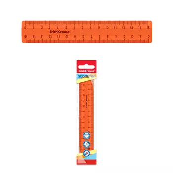 Линейка пластиковая Erich Krause Caribbean Sunset 15 см оранжевая