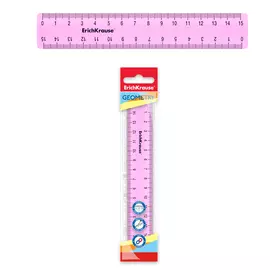 Линейка пластиковая Erich Krause Pastel 15 см розовый в флоупаке