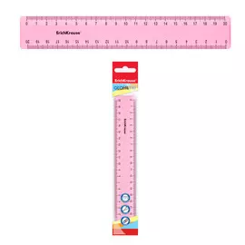 Линейка пластиковая Erich Krause Pastel 20 см розовый в флоупаке