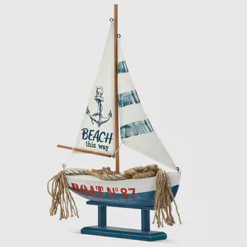 Лодка Liansheng декор сине-белая 41x28x8 см