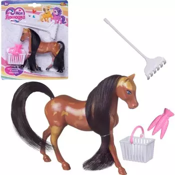 Лошадка ABtoys в наборе с предметами ухода (PT-01456) в ассортименте