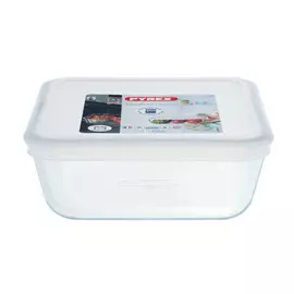 Лоток квадратный Pyrex 15 см с пластиковой крышкой