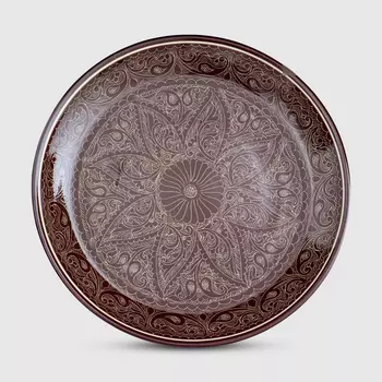 Ляган круглый Риштанская керамика Коричневый 36 см 1923456