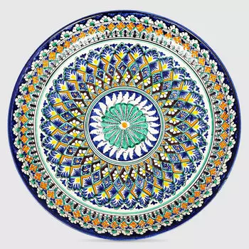 Ляган Риштанская Керамика Узоры Риштанская роспись синяя 32 см 2741451