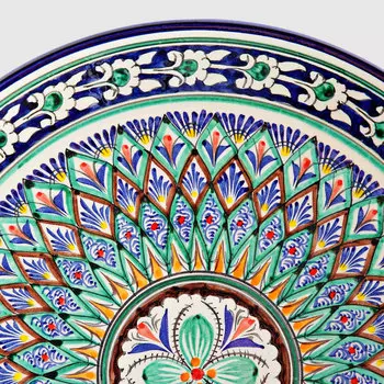 Ляган Риштанская керамика Узоры Риштанская роспись синяя 37 см 2870538