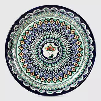 Ляган Риштанская керамика Узоры Риштанская роспись синяя 36 см 2741443