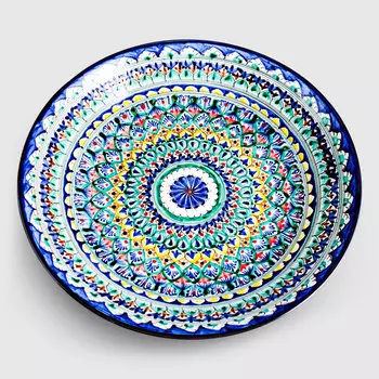 Ляган Риштанская керамика Узоры Риштанская роспись синяя микс 42 см 7503304